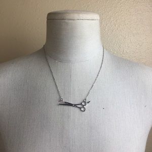 New silver plated scissor necklace